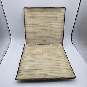 Threshold Quality & Design 10.5" Bamboo Square Stoneware Dinner Plates Set Of 2